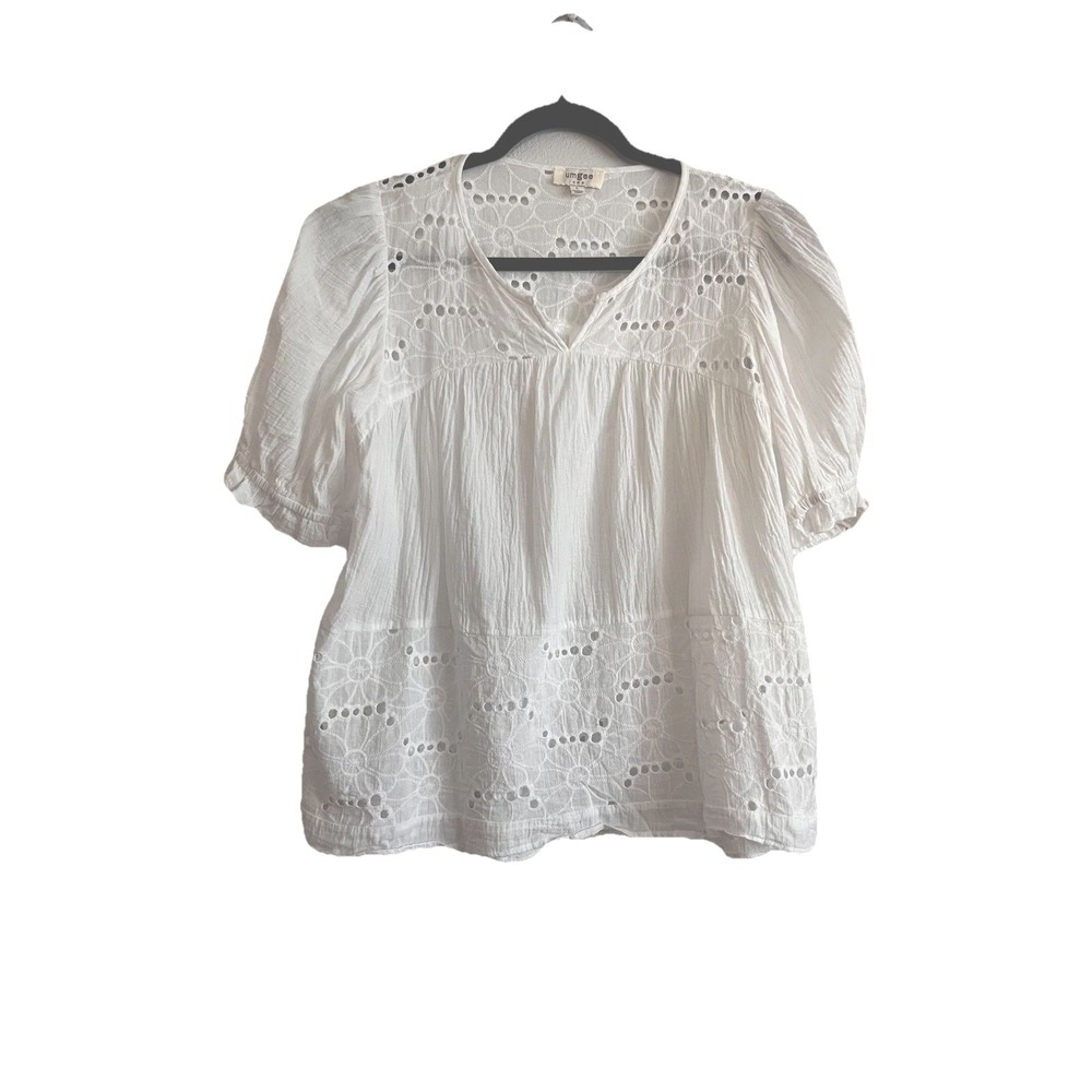 Eyelet Embroidered Top Boho Umgee puff sleeve cottage core